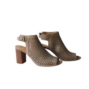 Antonio Melani Womens Lyona Tuscan Taupe Peep Toe Leather Heeled Sandals 9M